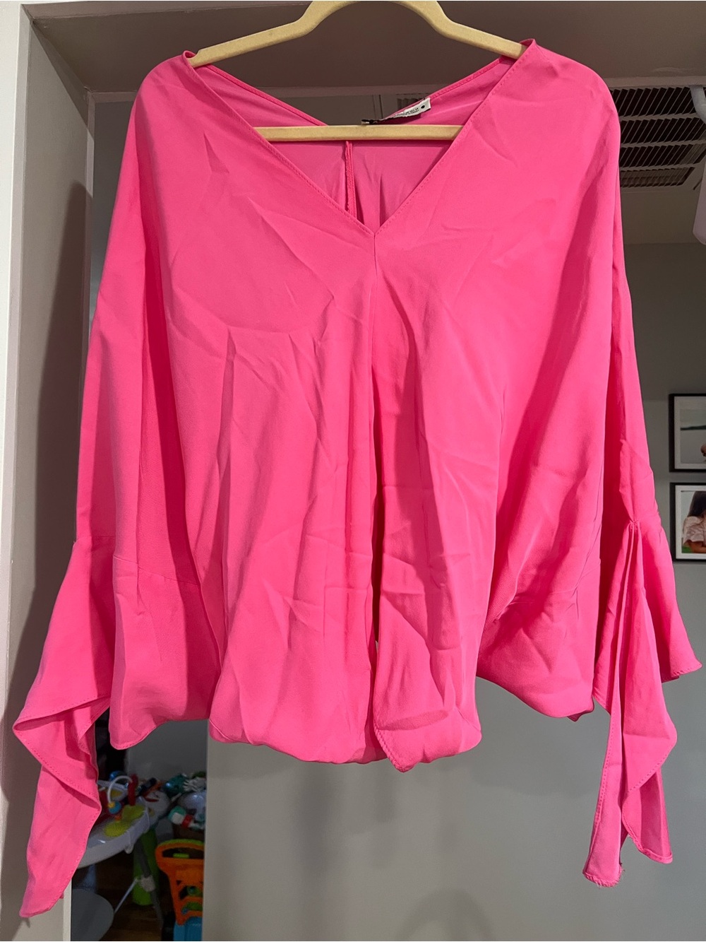 Women’s Hot Pink V-Neck Blouse by ZARA